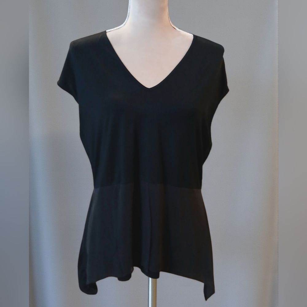 Doncaster Silk Stretch Lagenlook Assymetric Tank Womans Blouse Large Old Money